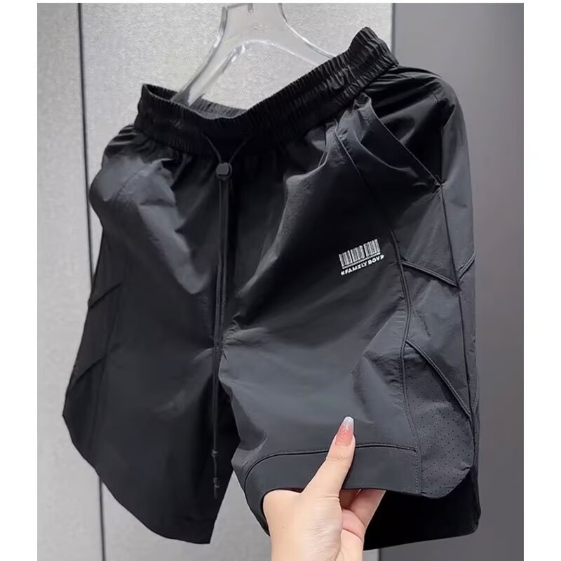 Pantalones cortos casuales de todo fósforo, pantalones de cinco puntos transpirables de secado rápido de seda de hielo para hombres, pantalones grandes rectos, comercio exterior transfronterizo de verano al por mayor