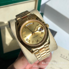 AliExpress ローマ黄氷砂糖ウィークリー日記時計ローズゴールド TW ダブルカレンダーフルゴールドダイヤモンドファッション機械式時計
