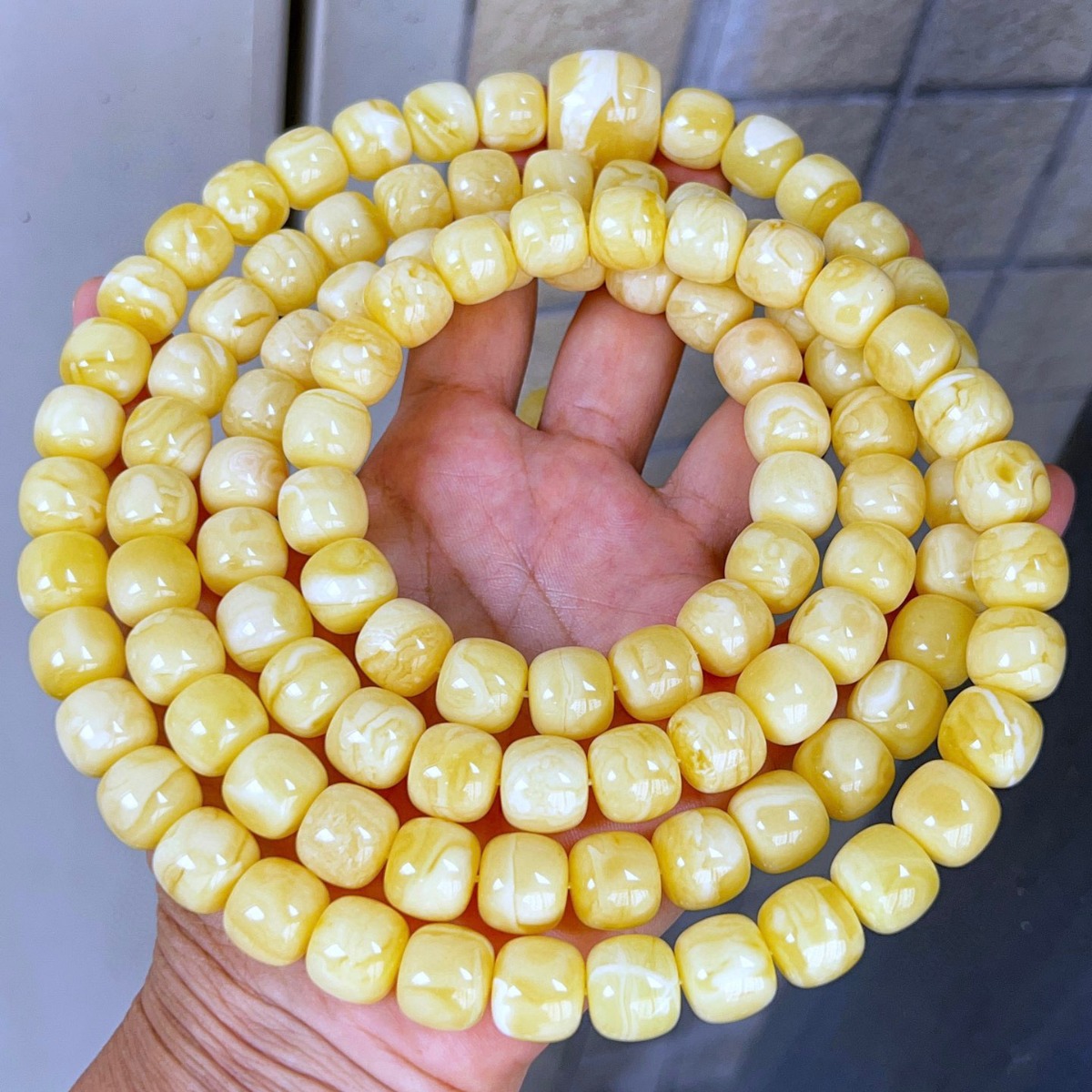 Təbii kəhrəba muncuq boyunbağı, 10-12 mm