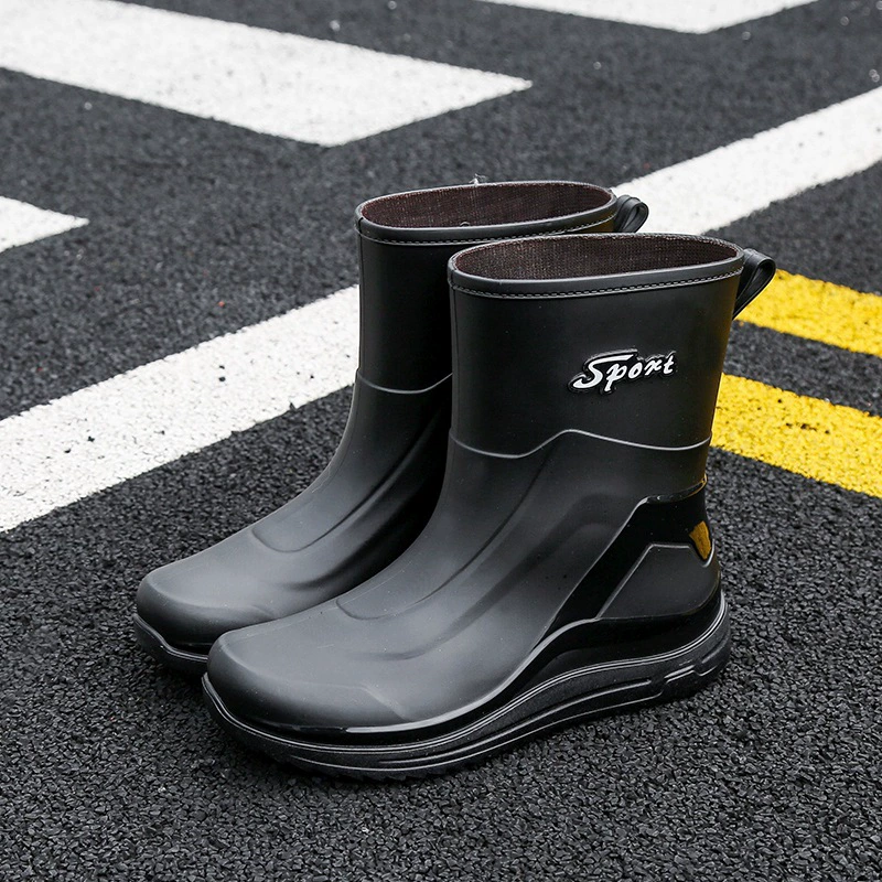 Мужские нескользящие рыболовные сапоги до середины икры, водонепроницаемая обувь с флисовой подкладкой для сохранения тепла, эластичные сапоги для кухни, бахилы для мойки автомобилей, износостойкие.