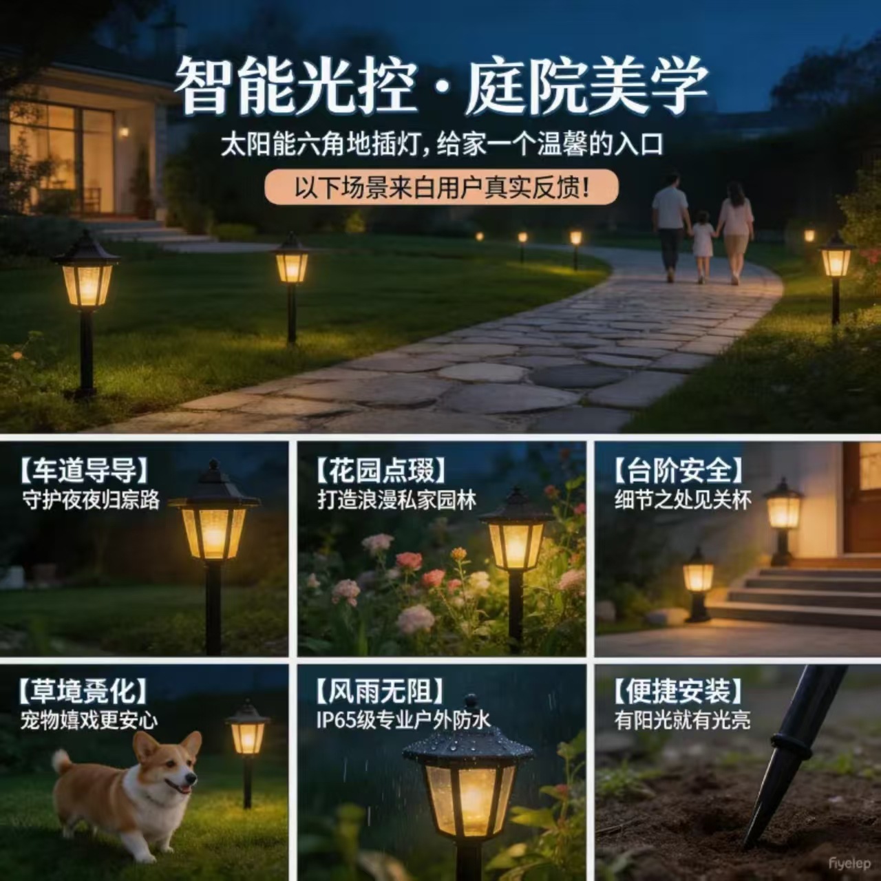 Comercio electrónico transfronterizo lámpara de pared hexagonal solar al aire libre impermeable patio Villa hexagonal corte iluminación lámpara de pared image 5
