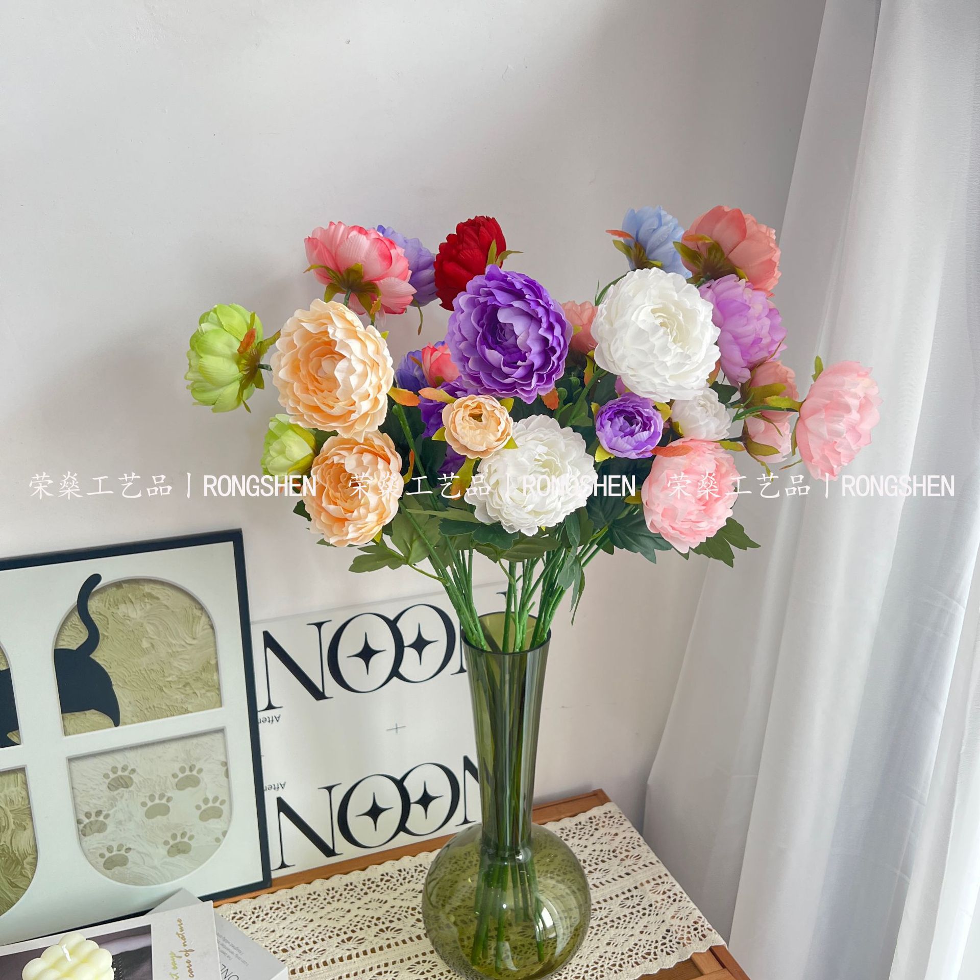 牡丹仿真花装饰客厅婚庆摆件餐桌家居用花花束酒店装饰仿真花