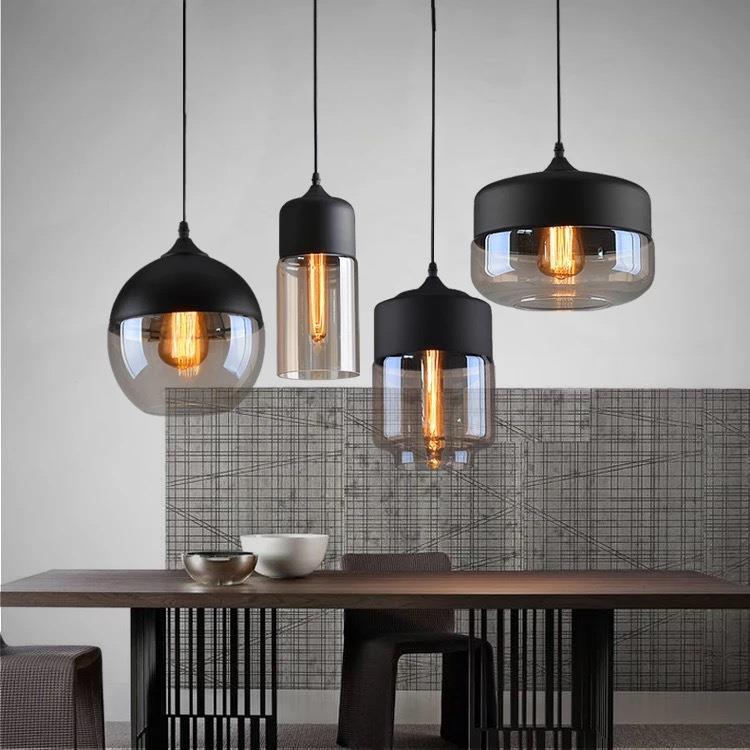 Nordic industrial-style restaurant glass chandelier personalized American retro artistic creative bar LED lighting