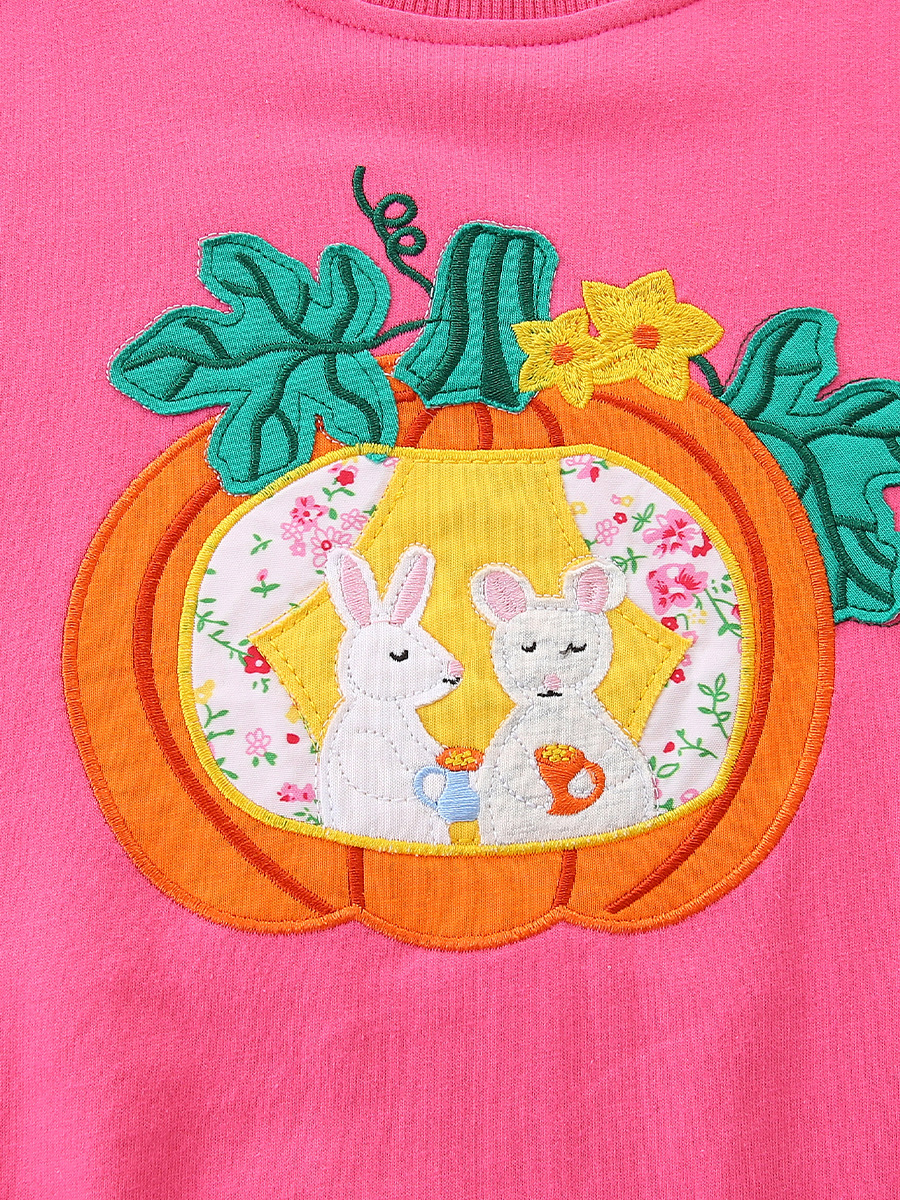 Otoño nuevo suéter para niñas estilo europeo y americano bordado de Halloween suéter para niños de manga larga de algodón de punto cuello redondo top para niños
