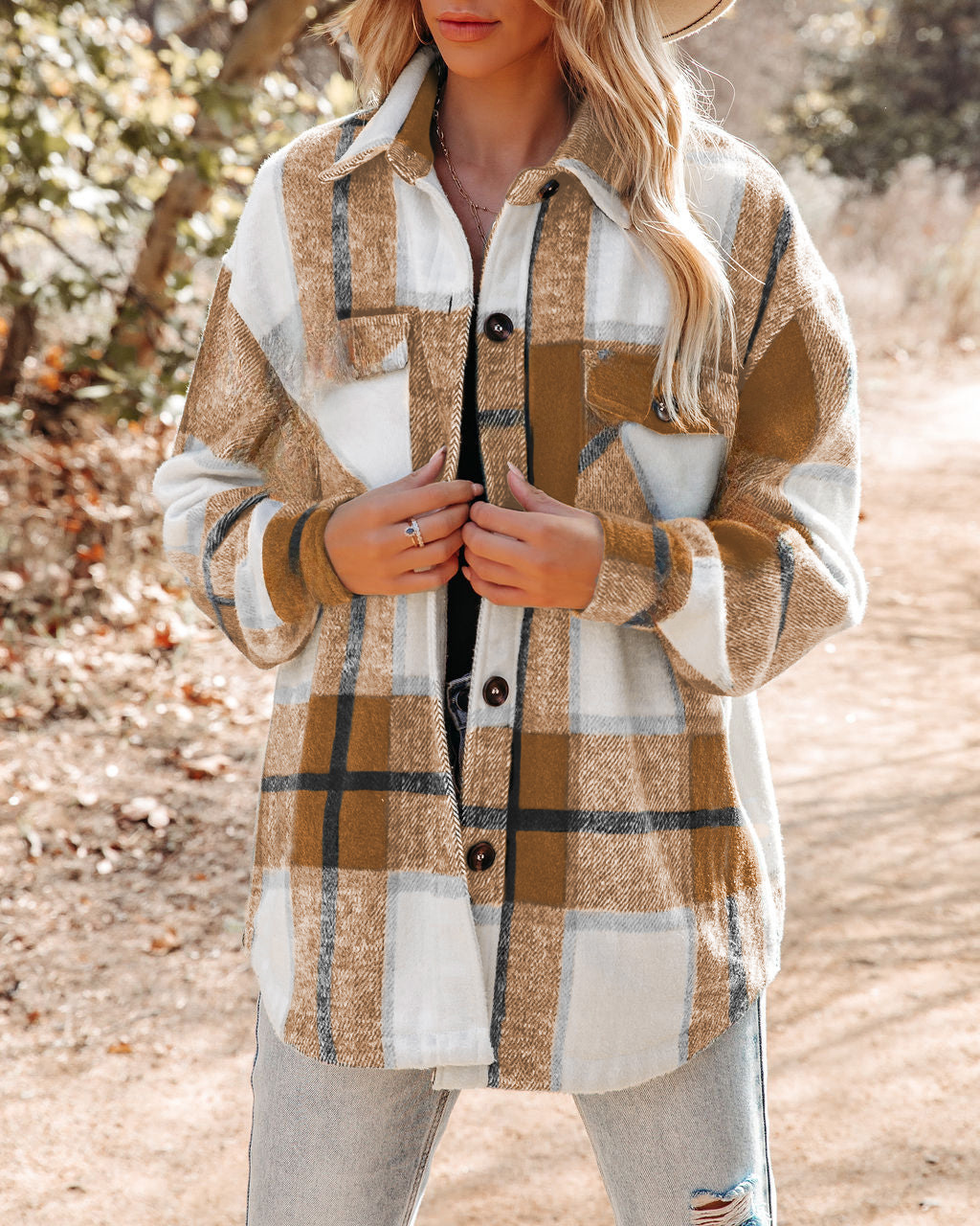 Giacca camicia a quadri donna cappotto tweed largo classico_voghion.com