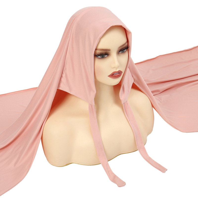 Cross-border in stock Solid Color Scarf Tape Convenient Turban Women's Scarf