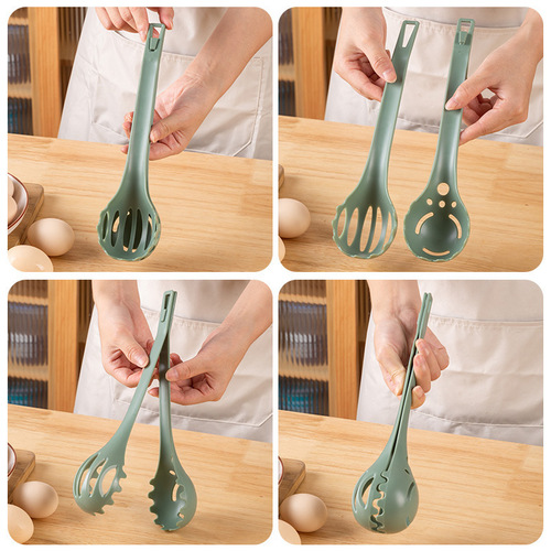 Wholesale Multifunction Kitchen Home Use Heatproof Noodle Lifter Tongs Food Tongs Egg Beater Three-in-One Food Egg Spoon
