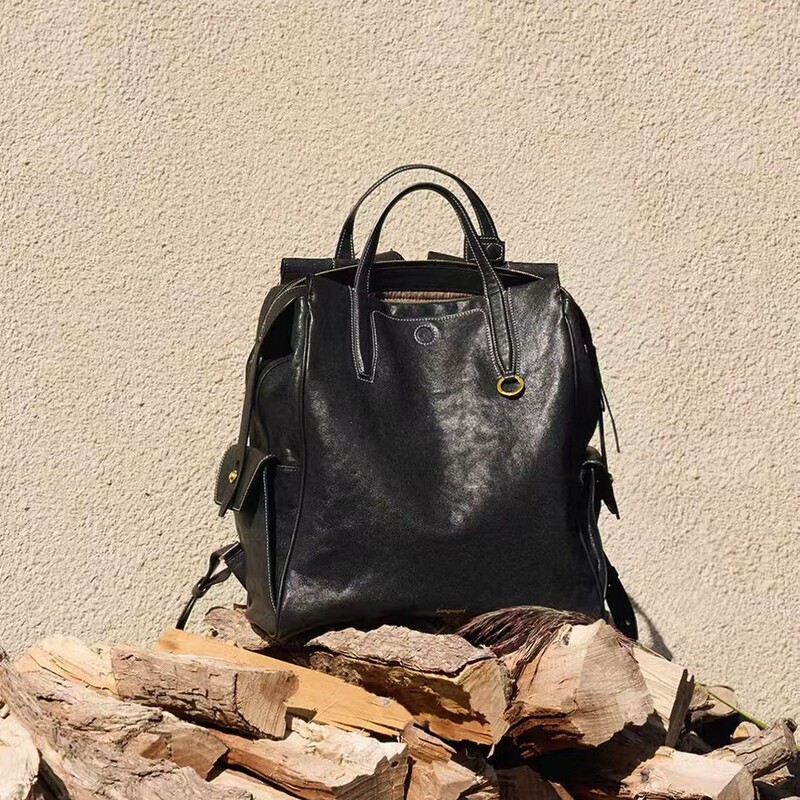 Songshanxiaoyuxi Large and Small Backpacks Vegetable-Tanned Leather Travel Commuting 14inch Laptop Bag Backpack Songshanxiaoyuxi Large and Small Backpacks Vegetable-Tanned Leather Travel Commuting 14inch Laptop Bag Backpack
