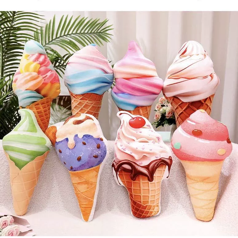 Realistic pillow for ice cream, plush sand, children's sofa