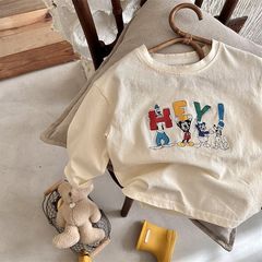 韓版兒童T恤2023春秋新款男女童老鼠卡通打底衫寶寶套頭長袖T0067