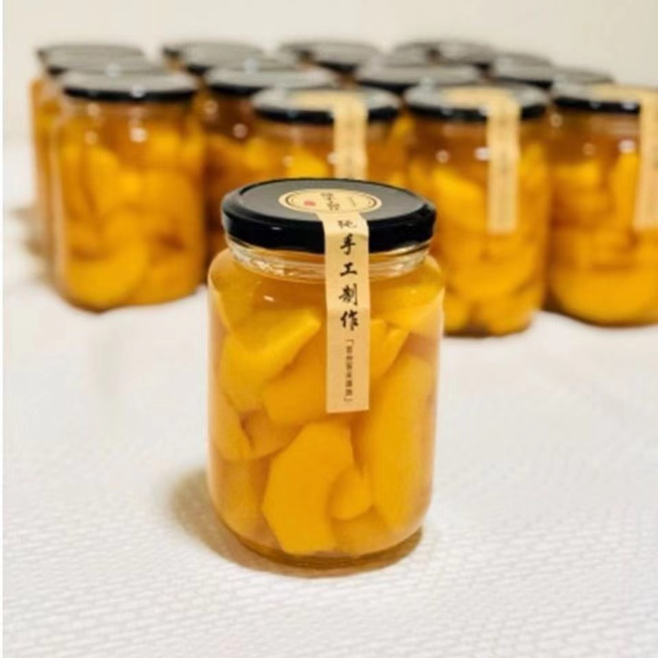 现货批发家用多规格透明玻璃酱菜瓶黄桃罐头瓶密封罐分装空瓶子