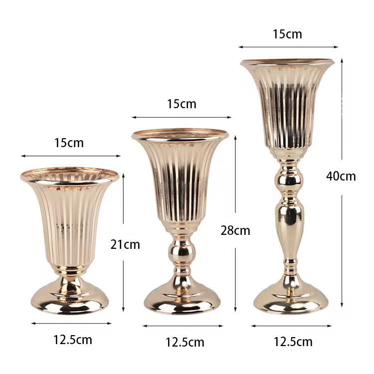 Reloj colgante, jarrón, galvanoplastia, jarrón de hierro forjado seco a rayas, jarrón de boda, adornos de guía de carretera, suministros de decoración de mesa