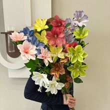 仿真花铁线莲3D打印布置场景拍摄道具婚庆花材绢花假花厂家批发