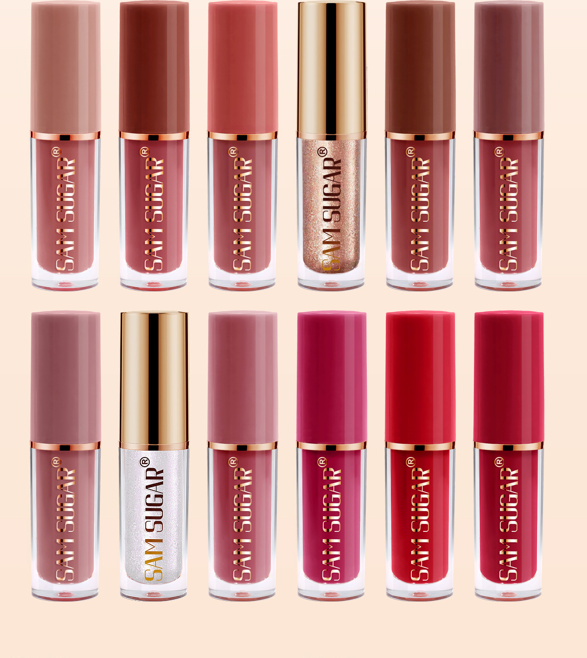 SAM Sugar 12-color Book Lip Gloss set Matte velvet non-stick cup lip gloss lipstick undefined