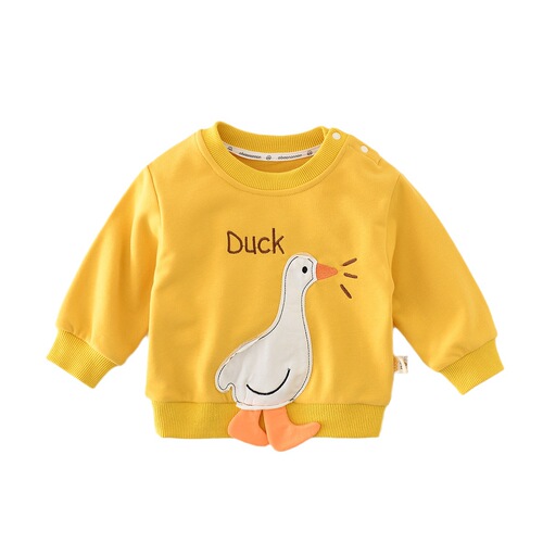 Newborn one-piece fun big white duck Western-style crawling suit baby autumn wear baby clothes baby cotton long crawling full moon