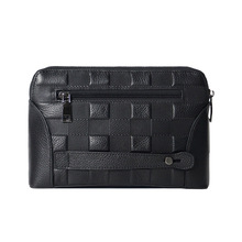 工厂批发跨境新款头层牛皮防盗男式手抓包商务通勤指纹锁手拿包