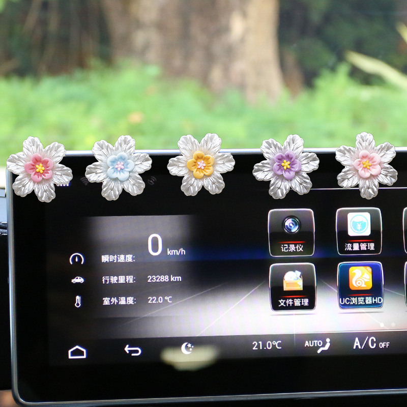 2024 nueva flor clara de verano decoración de la cabeza del coche de la consola central del coche decoración de la flor de la trompeta