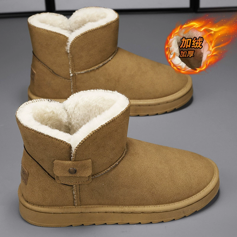 Мужские зимние лоферы нового стиля с флисовой подкладкой, теплые и утолщенные, морозостойкие, большие хлопчатобумажные туфли, ветрозащитные северо-восточные, со встроенной кожей и мехом, зимние ботинки.