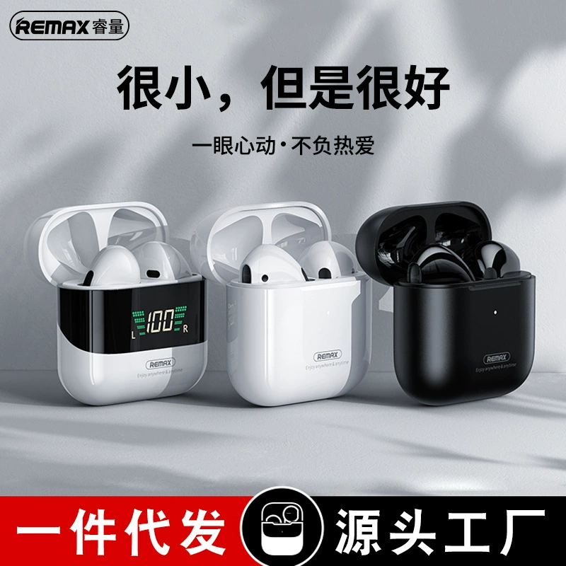 Беспроводная Bluetooth-гарнитура REMAX 5.0 стерео TWS, двусторонняя спортивная гарнитура для Apple