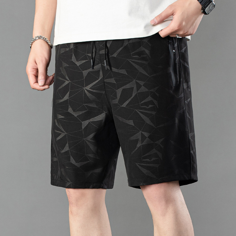 Men's Shorts, Summer Quick-Dry Breathable Elastic Beach Shorts, Basketball Running Casual Sports Shorts, Ice Silk Trendy