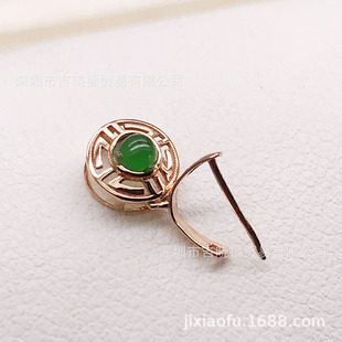 18K Gold Buckle Head gold platinum rose gold inlaid jade Yang green egg face melon buckle antique palindromic Jade clip buckle