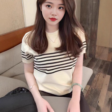 2025年夏季修身显瘦针织衫上衣新款韩版复古时尚百搭小众气质女装