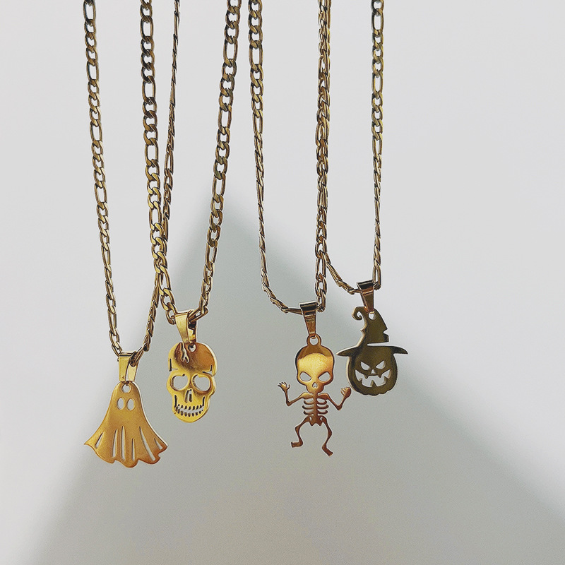 1 Piece Quantity Wholesale Jewelry Streetwear Skull Stainless Steel Plating Pendant Necklace