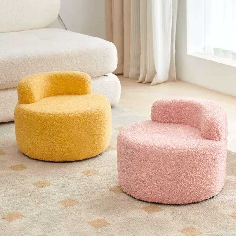 奶油风沙发凳家用小凳子靠背椅矮凳小板凳休闲圆凳子门口换鞋凳