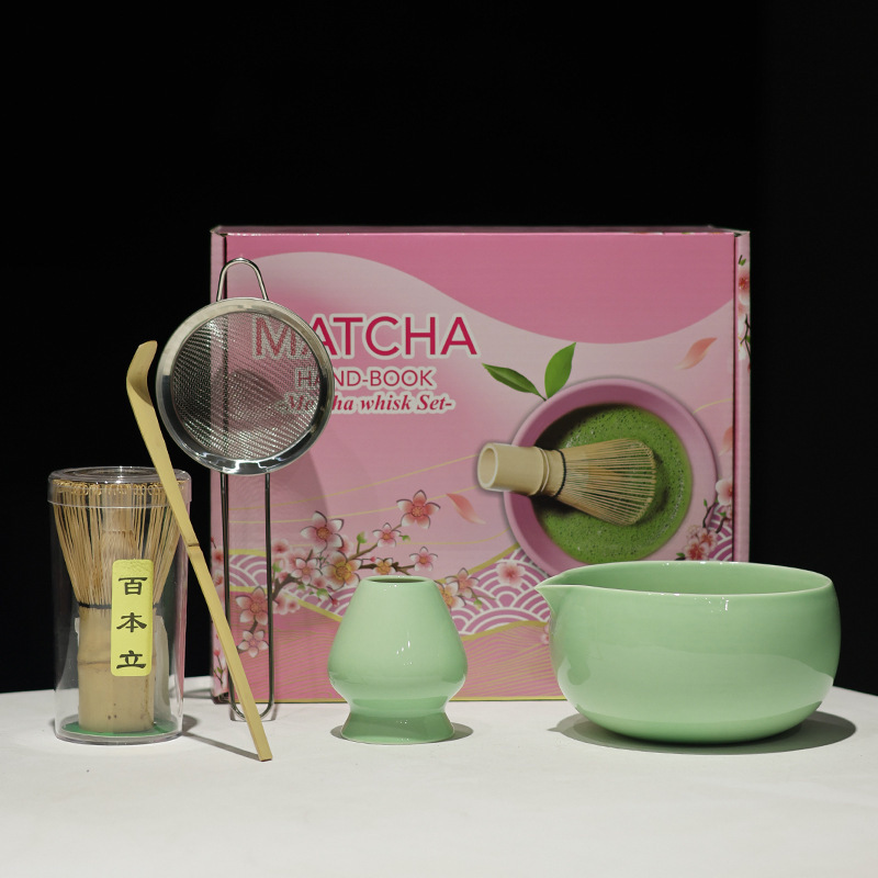 MATCHA跨境专供多款新品陶瓷5件套抹茶碗带嘴宋代点茶茶筅工具套|undefined