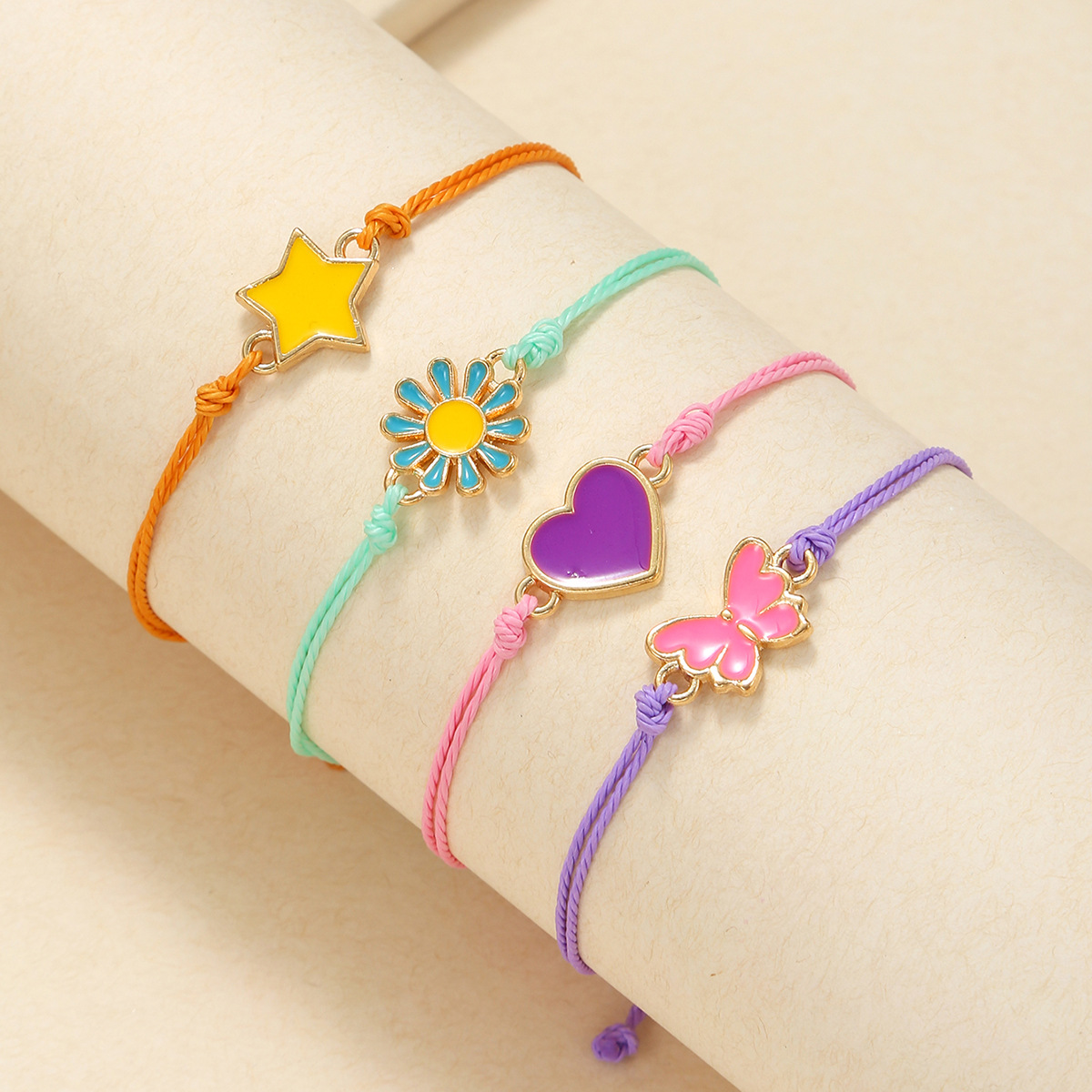 Amazon Cross Border Hot Sale Bracelet Combination Bohemian Wax Woven Wave Bracelet suit