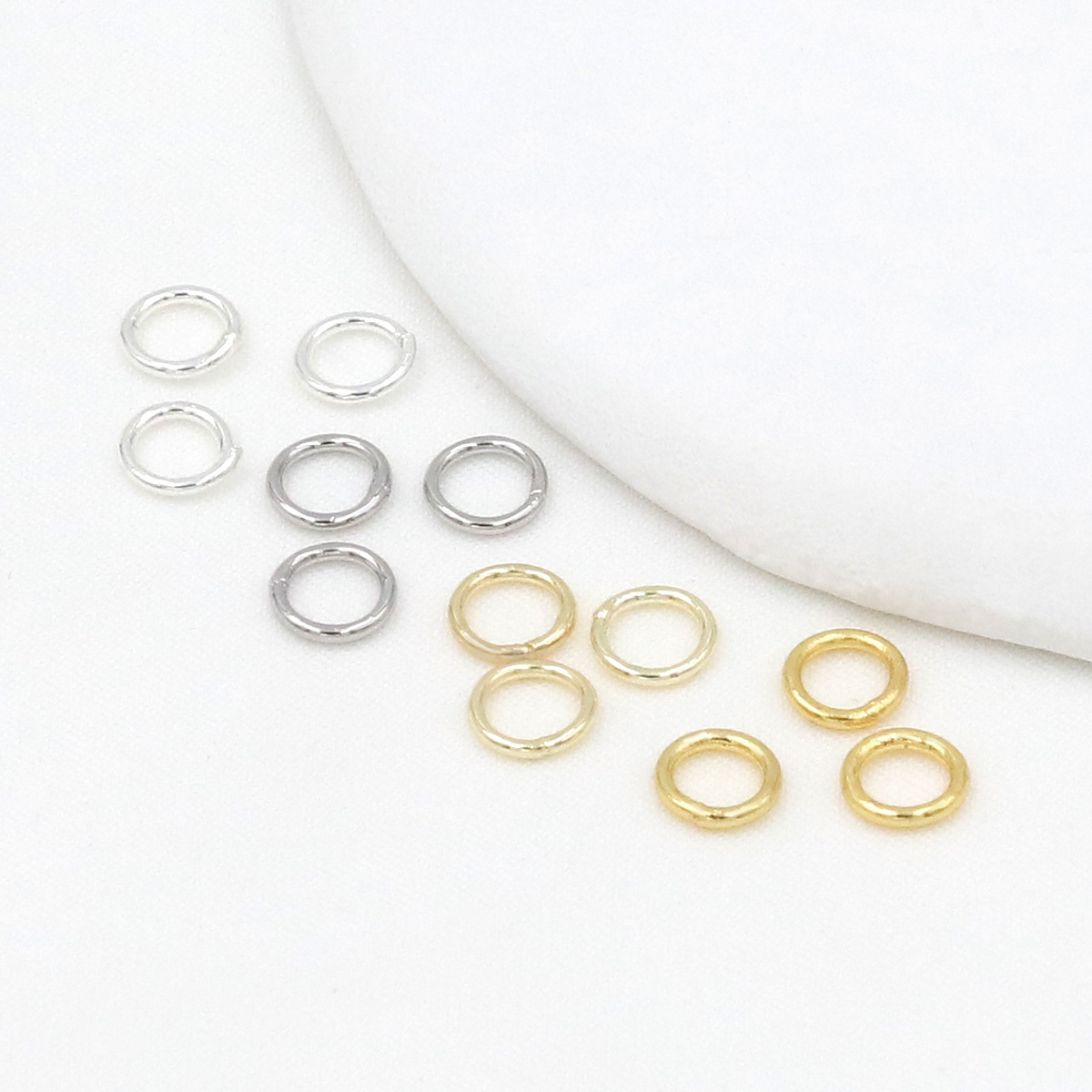 Copper-Plated 18K Real Gold Welded Closed Ring 14K Gold-Filled Color-Preserving Copper Ring Flat Ring DIY Bracelet Connecting Ring B05