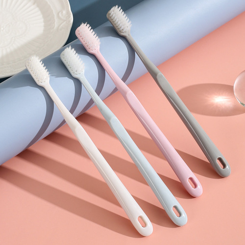 Toothbrush 4 Pack Macaron Bamboo Charcoal Soft Bristles Adult Large Head Travel Family Japanese Unprinted Toothbrush Wholesale