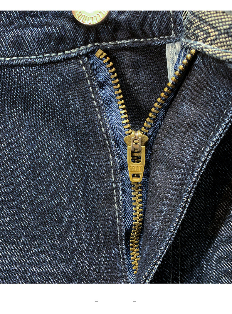 Men's Blue Straight Leg Jeans Comfortable Minimalist Fashion_voghion.com