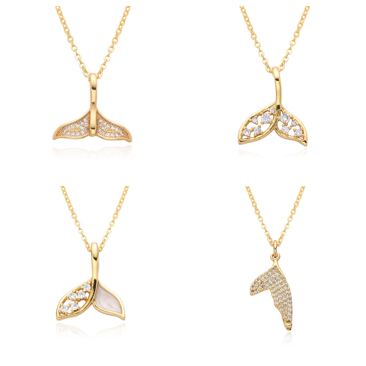 Copper Pendant Material Mermaid Fish Fish Tail Copper Simple Style Classic Style Korean Style Copper Pendant Necklace Necklace