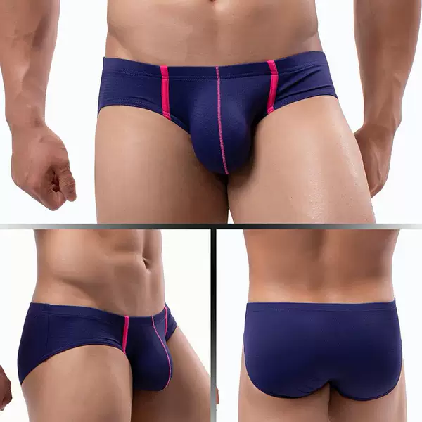 Japanese, Korean, European, and American Men's Fashion Low-Waist Underwear, Selected Ice Silk Sexy Breathable Briefs Men's Swim Trunks E-093