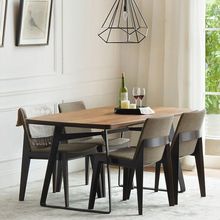 小户型美式铁艺实木餐桌椅组合现代简约休闲长方形吃饭桌子家用
