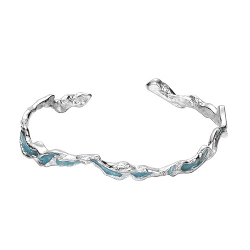 S2062 Mint Blue Cold Wind Texture S925 Sterling Silver Bracelet Ice Lake Series Epoxy Hand Accessories for Women High-end