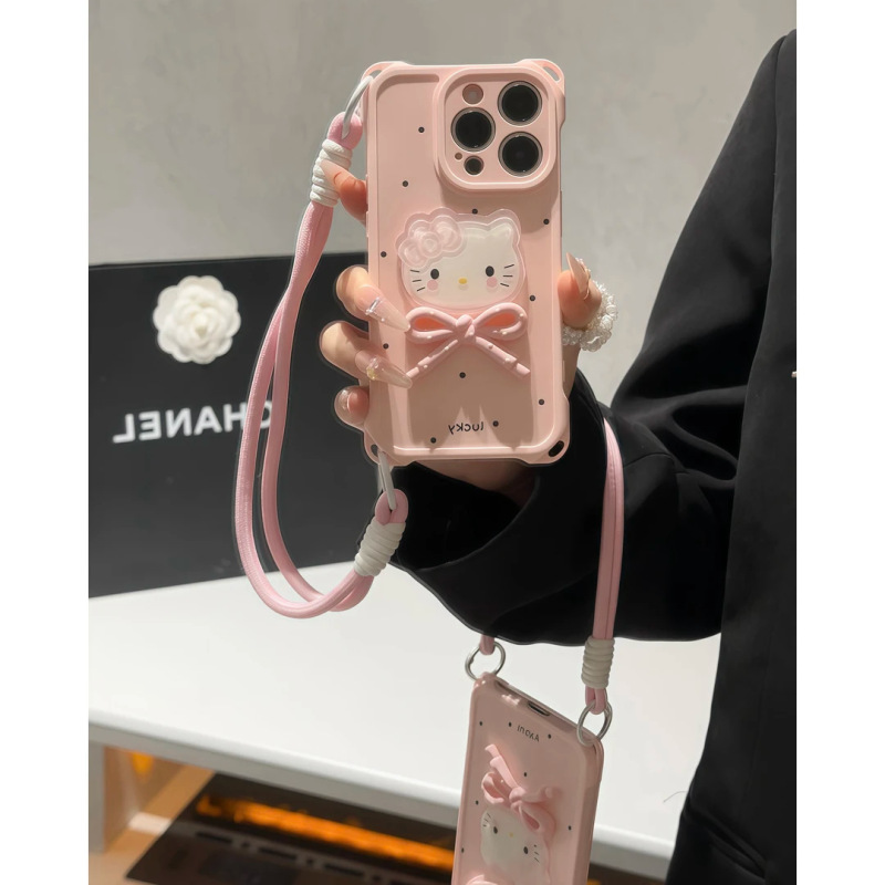 适用iPhone16ProMax手机壳粉波点立体kt猫华为oppo小米vivo苹果套|undefined