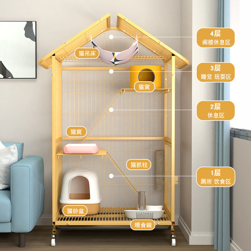 Gato jaula casa gato Villa gato casa integrado de gran tamaño espacio libre gran gato casa gato nido casa