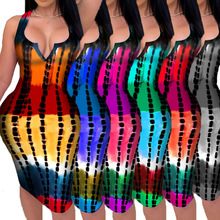 2026�羳���Q�¿�Dress sexy v-neck bodycon tie dye striped wo
