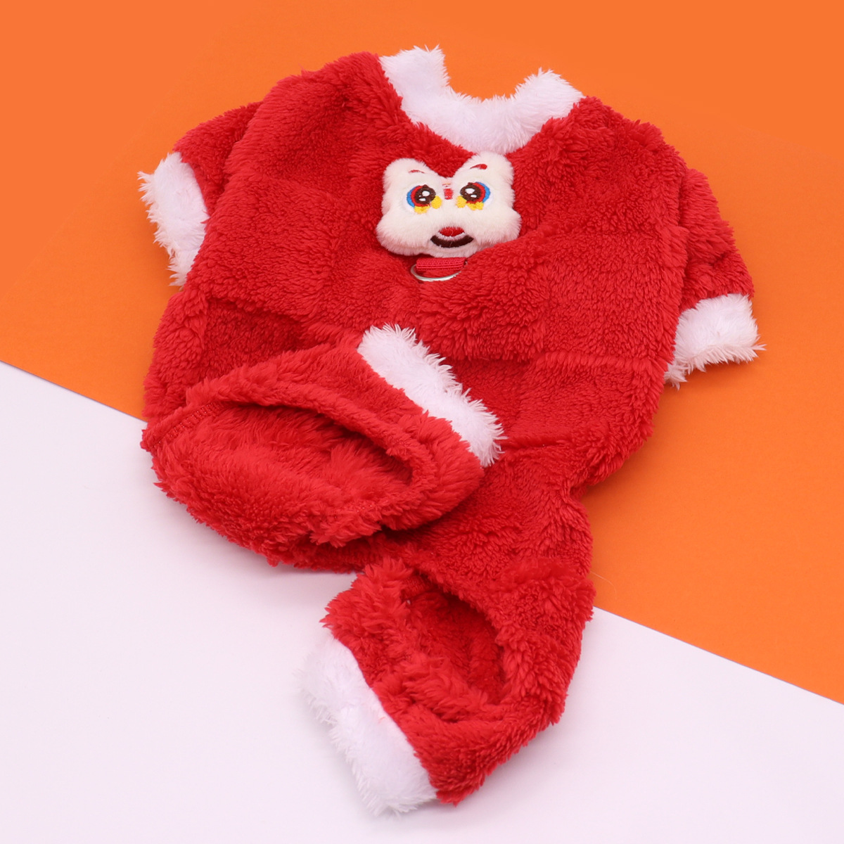 Ropa de perro de peluche engrosada de otoño e invierno ropa de gato abrigada ropa de perro festivo estilo nacional ropa de cuatro patas para perros