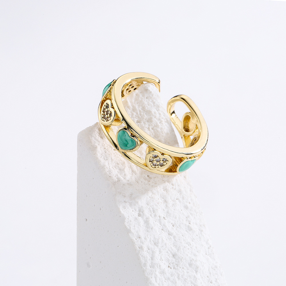 Fashion Geometric Copper Inlay Zircon Open Ring 1 Piece