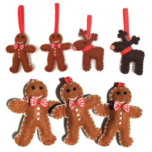 Cross-border Christmas tree decoration, fabric wool felt DIY Christmas ornaments holiday market gingerbread man socks gift decorations