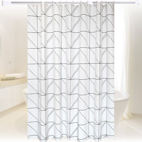 Factory direct supply bathroom shower curtain white stripe waterproof bathroom curtain door curtain partition curtain shower curtain