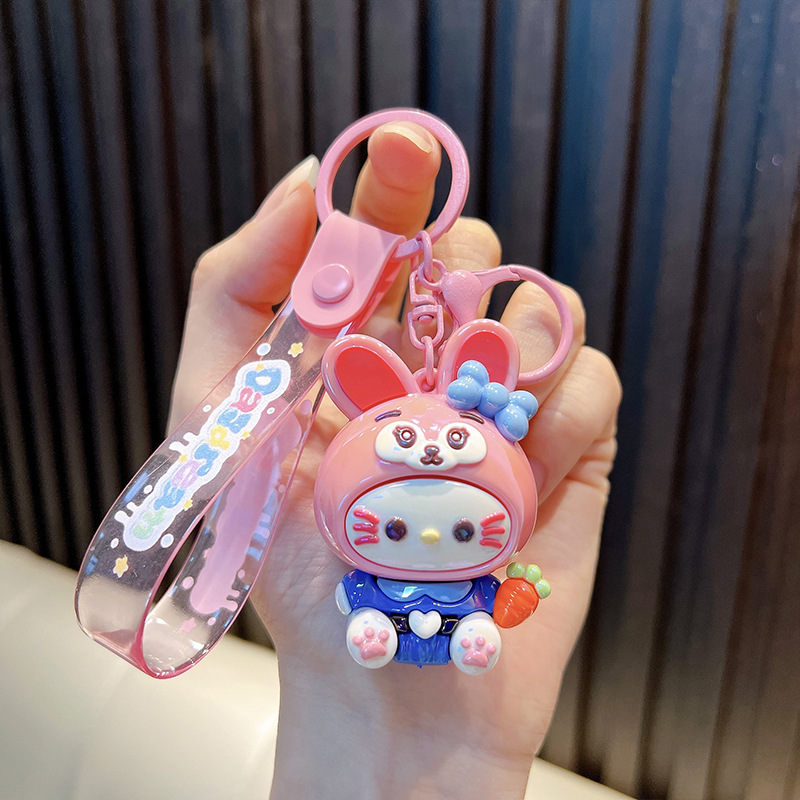 Goma suave variedad conejito llavero lindo muñeca mochila colgante llavero de coche máquina de muñecas pequeño regalo
