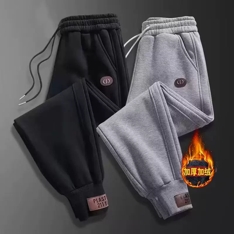 裤子男秋冬季纯色直筒新款休闲运动裤宽松百搭弹力束脚外穿长裤子