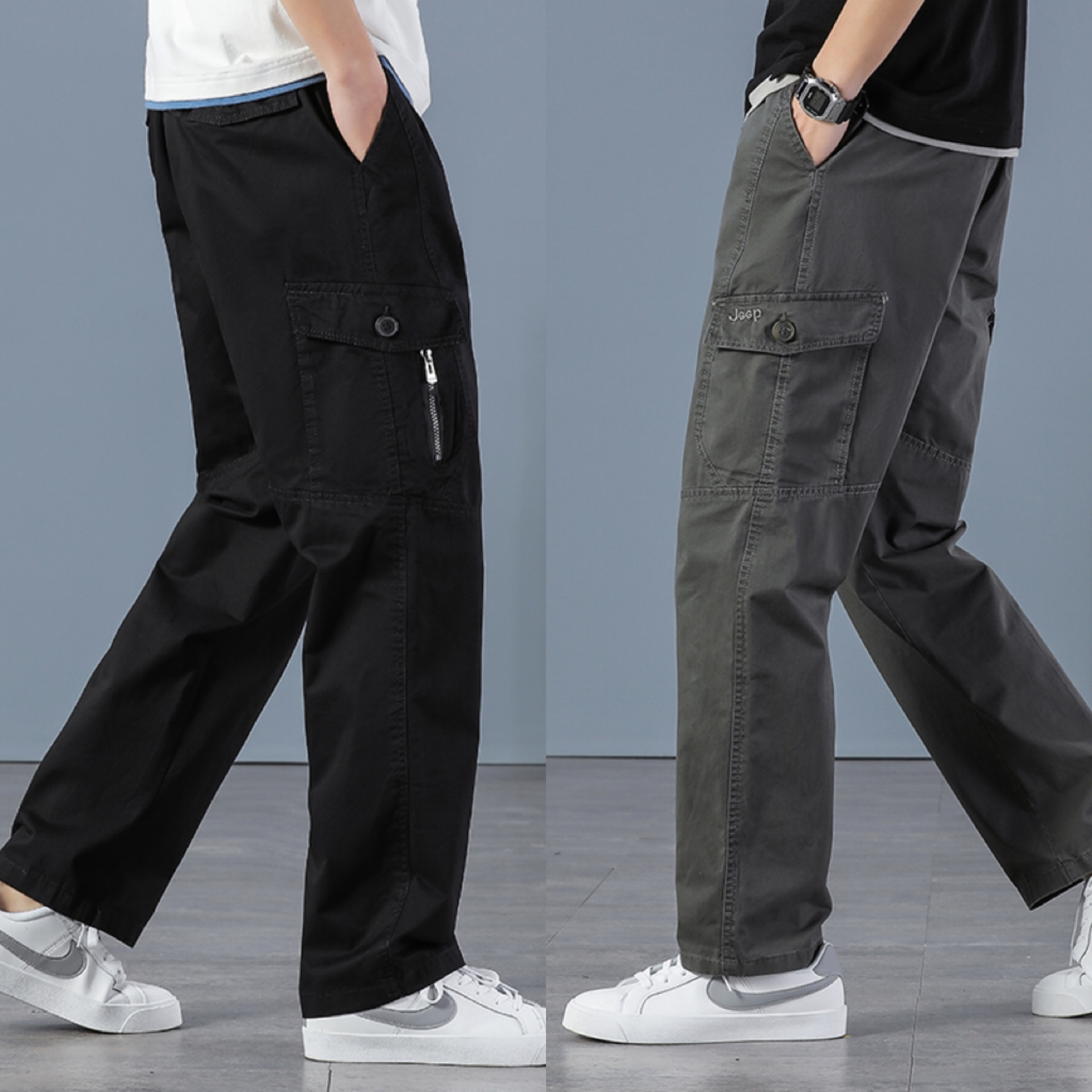 2011 Spring and Autumn Thin Men's Large Size Multi-Pocket Straight Pants Workwear Casual Trousers Tight Belt Outdoor Versatile