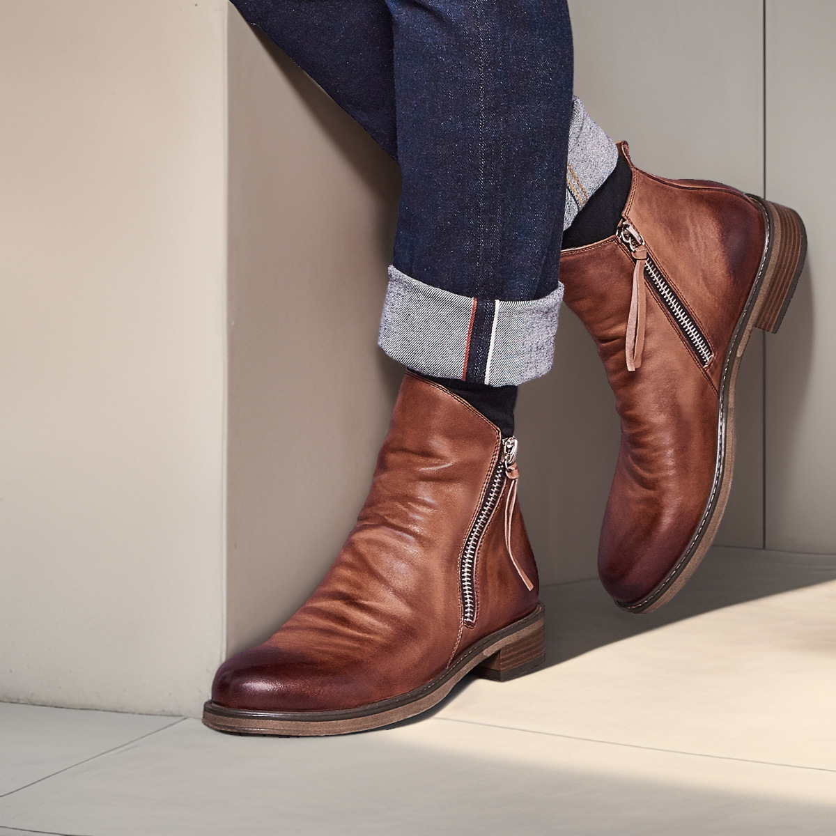 Férfi cipők Ősz és Tél Kétoldalas Cipzár Csúszásgátló Aljjal Férfi Csizmák Férfi Cipők Bojtos Csizmák Férfi Bőr Csizmák Nagy Méretben_voghion.com