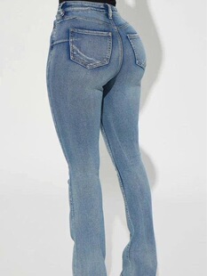 U 65736 Washed High Waist Flared Jeans ��������ţ��ѝ ��