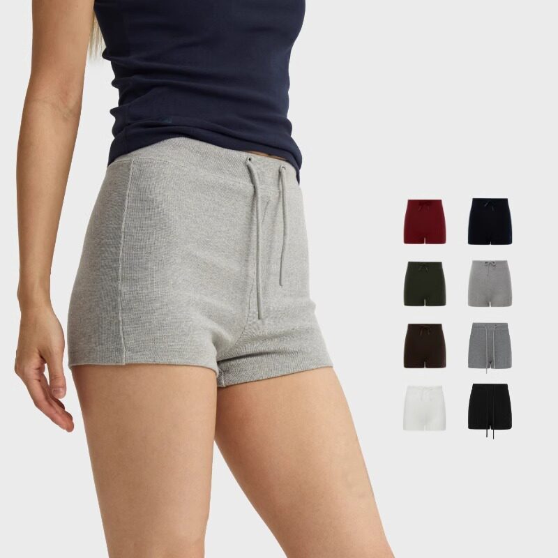 Plus-Size Gray Cycling Shorts for Women, Summer American-Style Tight-Fitting Hip-Hugging Hot Pants, Gym Yoga Shorts